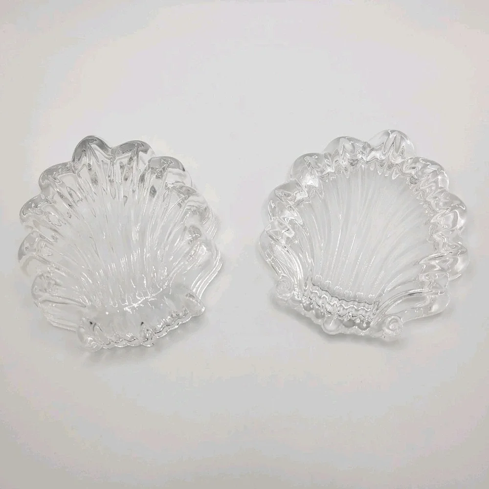 Crystal Shell Trinket Box With‎ Lid Clear Glass Seashell Jewelry Dish